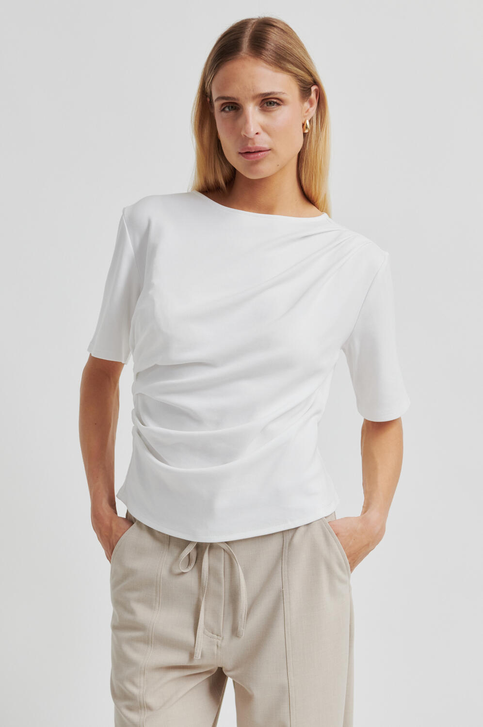 Ulina Drape t-shirt - hvid